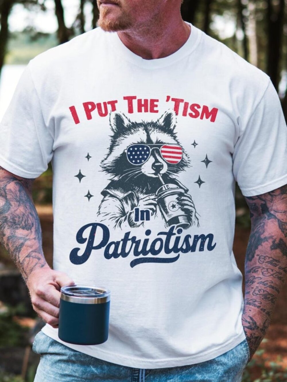 Funny Patriotic Raccoon Shirt, I Put the ‘Tism in Patriotism Tee
